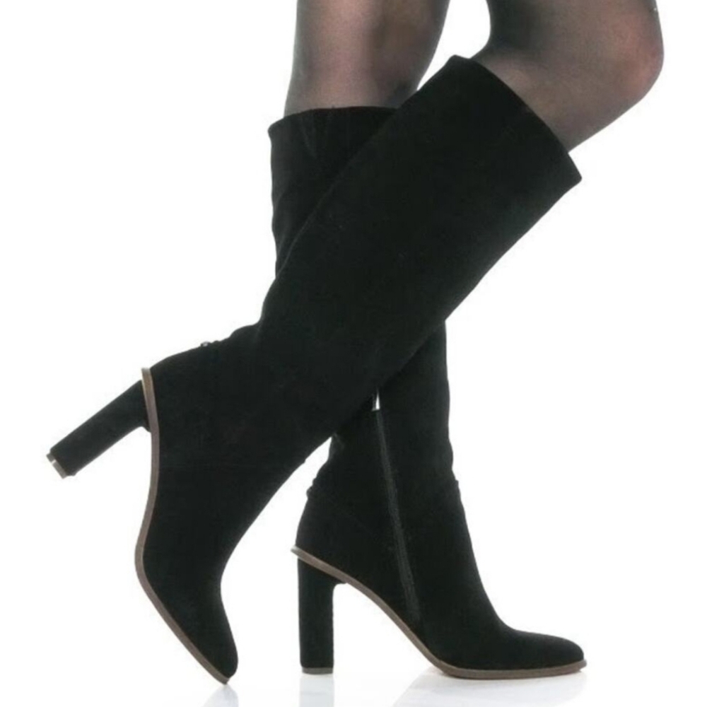 Vince Camuto New 7M Phranzie Verona Black Suede Tall Boots High Heel MSRP $340